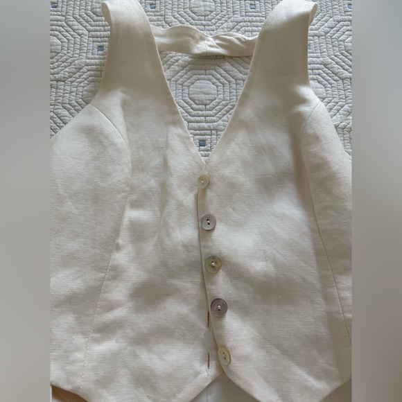 NWT-Amanda Uprichard off white Halter Button-Down Romper - Picture 7 of 12